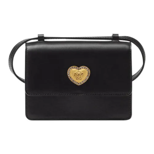 VERSACE Cow Leather Shoulder Bag Crossbody Bag Small Size Kids' Black