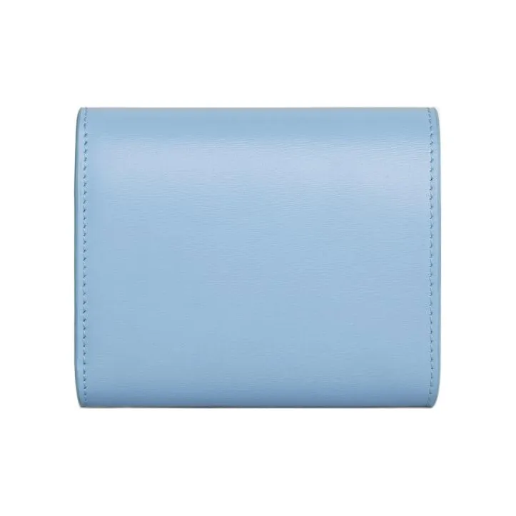 CELINE Triomphe Shiny Cow Leather Wallet Small Size Women's Sky Blue-2