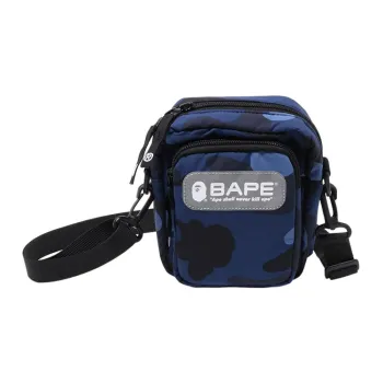 A BATHING APE Synthetic Material Cell Phone Pouch, Crossbody Bag, Shoulder Bag Mini Men's Marine Blue