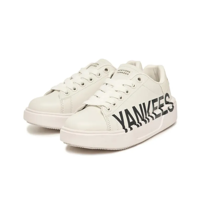 MLB Chunky Classic P NY Anti Slip Wear Resistant Low Top Skateboard Shoes Unisex White Black-2