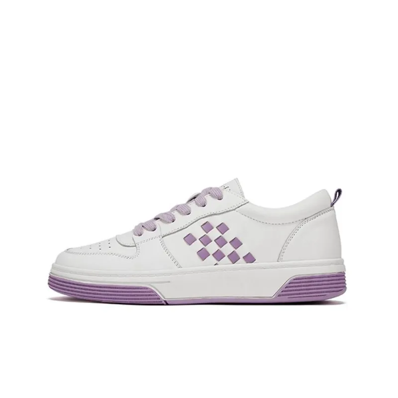 KADINA Skateboard Shoes Women's Low Top White Gray/White Purple-1