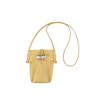 LONGCHAMP Roseau Cow Leather Shoulder Bag, Crossbody Bag, Cell Phone Pouch Women's Yellow