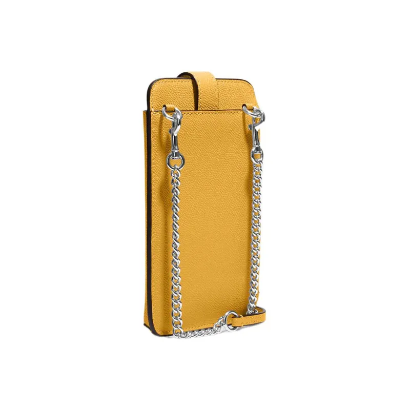 COACH Cross Grain Leather Crossbody Bag With Hidden Button Cell Phone Pouch Mini Women's Yellow-1