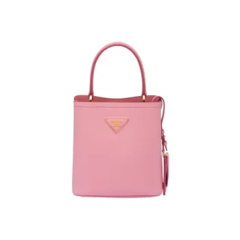 PRADA Panier Saffiano Leather Shoulder Bag Crossbody Bag Handbag Small Size Women's Pink