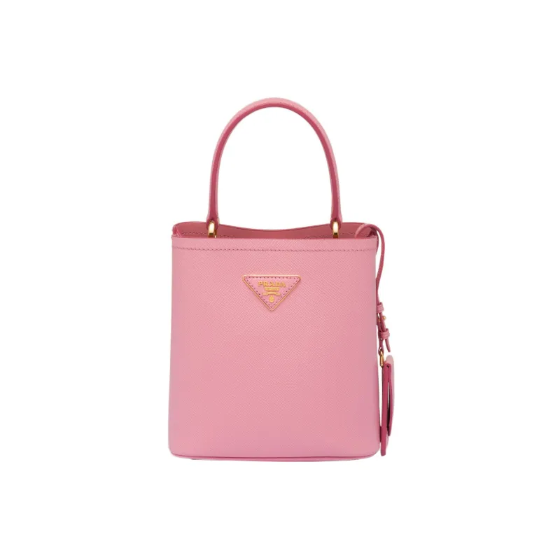 PRADA Panier Saffiano Leather Shoulder Bag Crossbody Bag Handbag Small Size Women's Pink-0