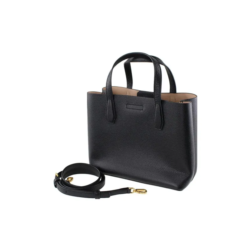TORY BURCH Blake Cow Leather Tote Bag, Shopping Bag, Shoulder Bag, Crossbody Bag, Handbag Trumpets Women's Black-3
