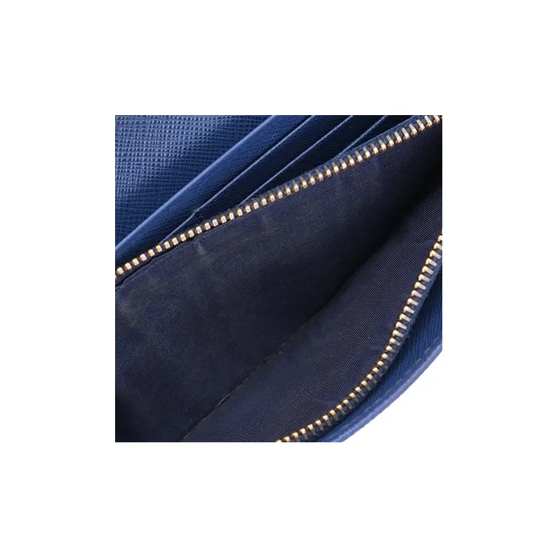 PRADA Saffiano Cross-Stitch Leather Wallet Unisex Cornflower Blue-7