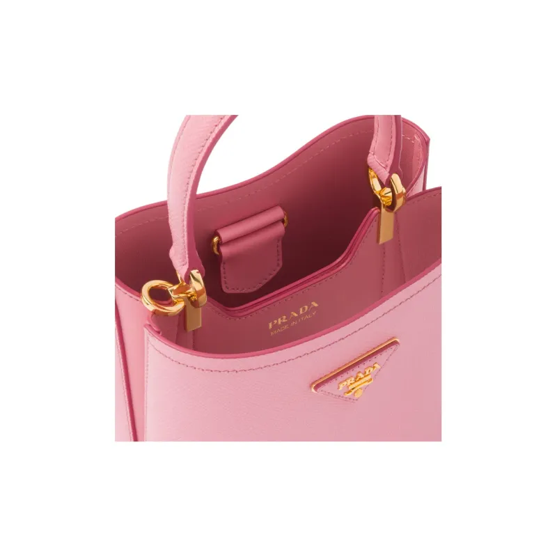 PRADA Panier Saffiano Leather Shoulder Bag Crossbody Bag Handbag Small Size Women's Pink-5