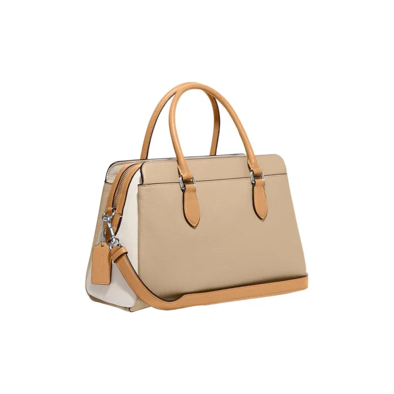 COACH Darcie Pebbled Leather Handbag Tubas Women's Sandy Beige-1