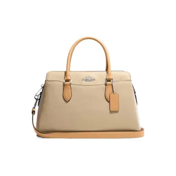COACH Darcie Pebbled Leather Handbag Tubas Women's Sandy Beige