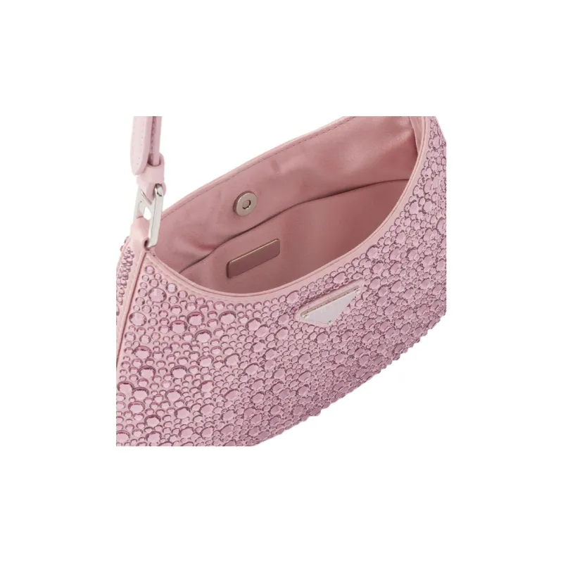 PRADA Cleo Fabric Handbag Shoulder Bag Women's Pink-4
