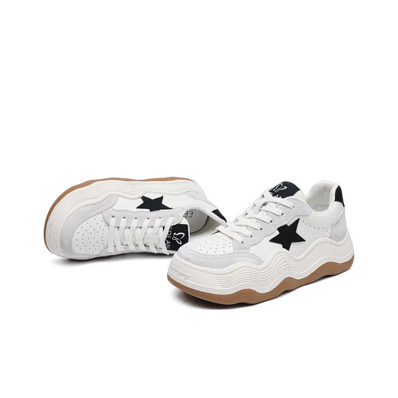 EBLAN Stylish Skateboarding Shoes Women's Beige Black-3