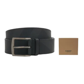 Burberry Classic Plaid With Leather Men's Width: 4cm