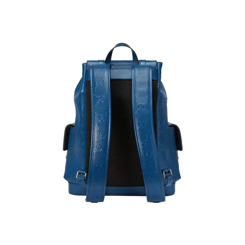 GUCCI Leather Backpack Men's Blue-3