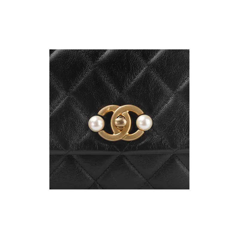 CHANEL Calfskin Flap Bag, Shoulder Bag, Crossbody Bag Mini Women's Black-5