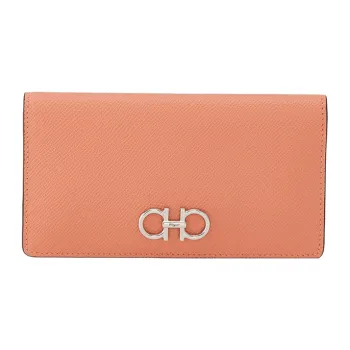 FERRAGAMO GANCINI Calfskin Wallet Tubas Women's Coral Pink