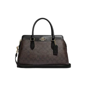 COACH Darcie Signature Coated Canvas And Smooth Leather Handbag Regular Women's Black