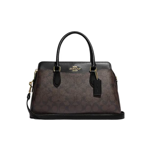 COACH Darcie Signature Coated Canvas And Smooth Leather Handbag Regular Women's Black