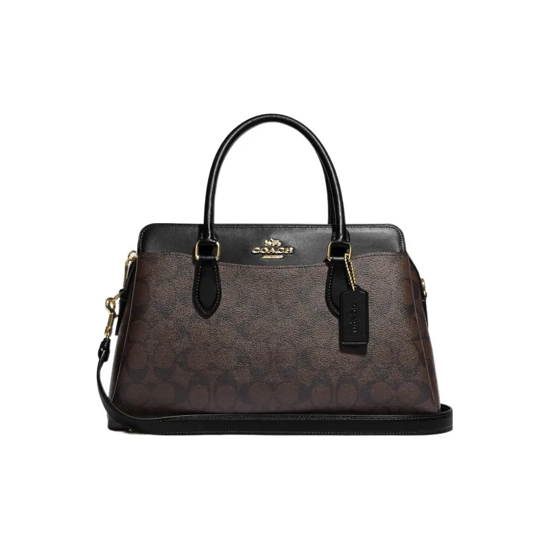 COACH Darcie Signature Coated Canvas And Smooth Leather Handbag Regular Women's Black-0