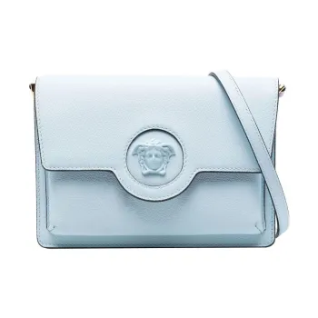 VERSACE Calfskin Shoulder Bag Crossbody Bag Women's Ice Blue
