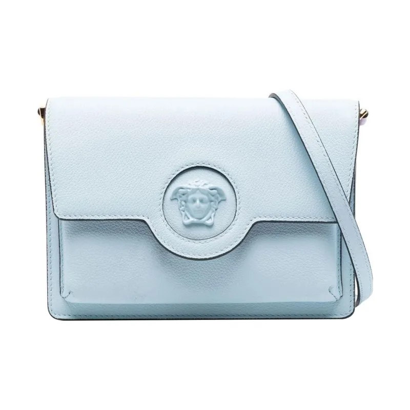 VERSACE Calfskin Shoulder Bag Crossbody Bag Women's Ice Blue-0