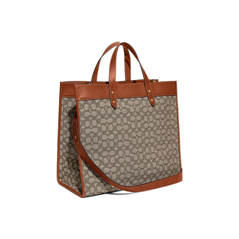 COACH Disney Collaboration Field Iconic Fabric Jacquard And Glove Tanned Leather Handbag Tubas Men's Brown-1