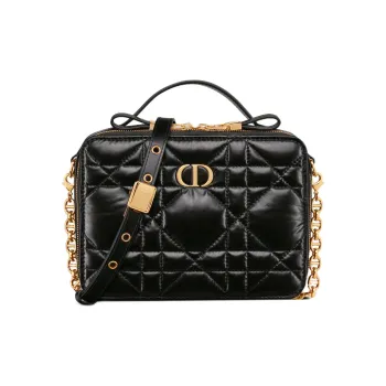 DIOR Caro Series Cow Leather Portable Crossbody Bag Shoulder Bag Women's Black