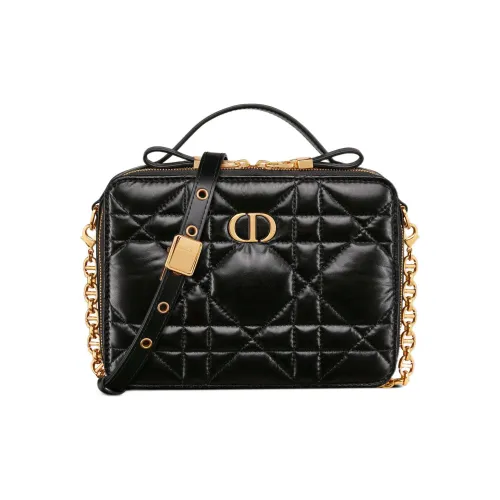 DIOR Caro Series Cow Leather Portable Crossbody Bag Shoulder Bag Women's Black