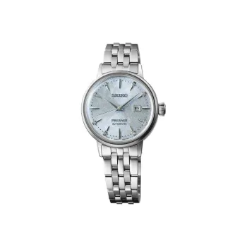 SEIKO Automatic Mechanical Movement Stainless Steel Strap Watch 28mm Women's Watch Silver Dial SRE007J1