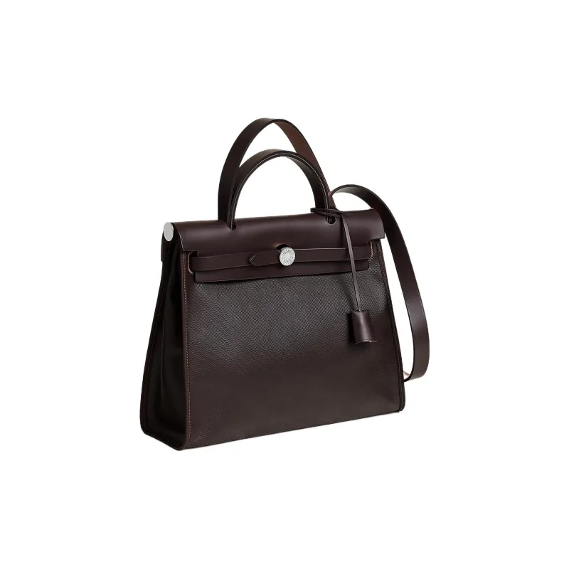 HERMES Herbag Zip Berline Waterproof Canvas Handbag Crossbody Bag Regular Unisex Ebony-1