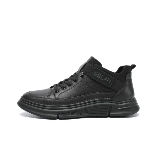 EBLAN Skateboard Shoes Men Low-Top Black Fleece-Lined