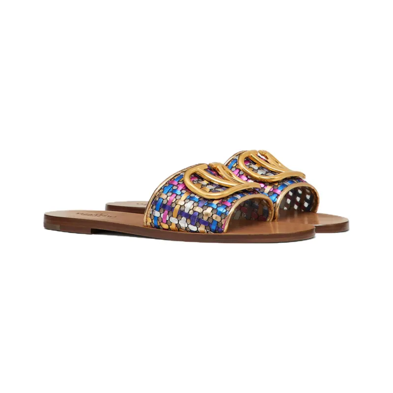 Valentino VLogo Signature Slide Slippers Women's Metallic-2