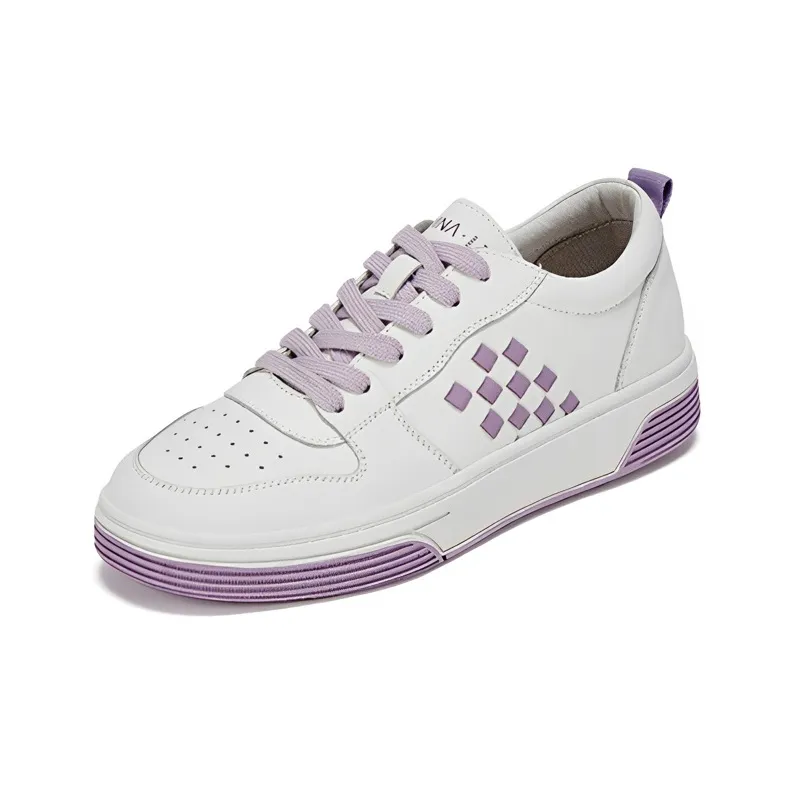 KADINA Skateboard Shoes Women's Low Top White Gray/White Purple-2