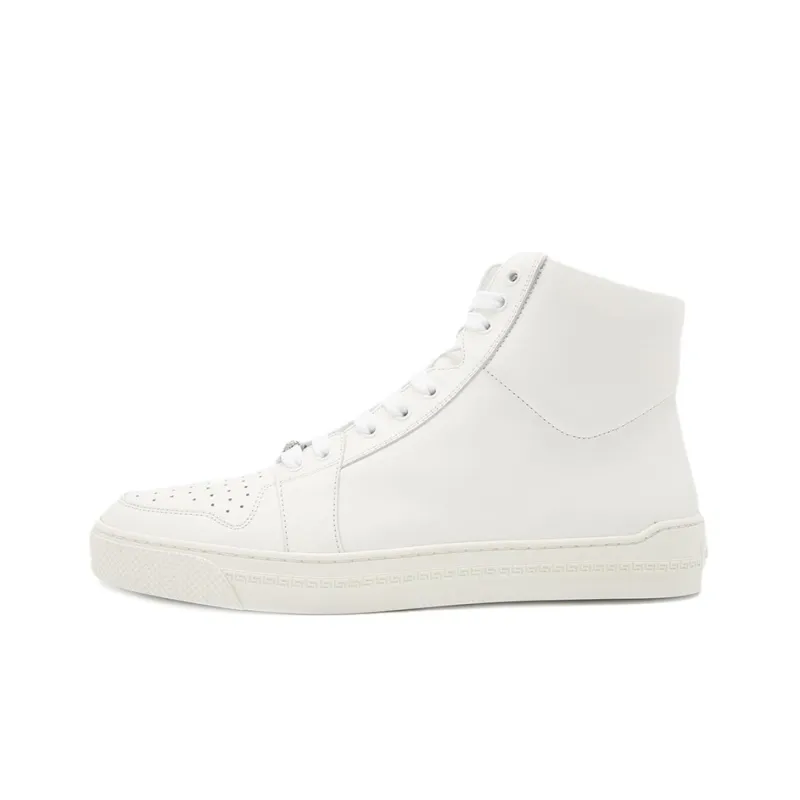 VERSACE High Top Stylish Skateboarding Shoes Men's White-0