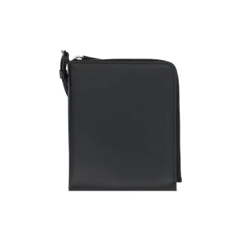 JIL SANDER Calfskin One Shoulder Crossbody Passport Holder Men's Black