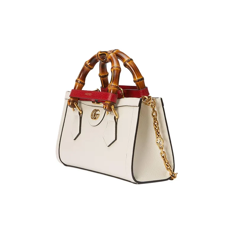 GUCCI Diana Leather Portable Crossbody Bag Shoulder Bag Small Size Women's White-5