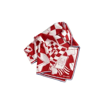 CHANEL Silk Scarves Women's Red/White