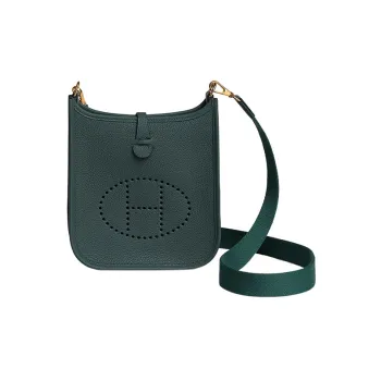 HERMES Evelyne TM Bullock Leather Shoulder Bag Crossbody Bag Mini Women's Louboutin Green/Cypress Green