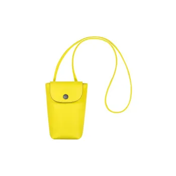 LONGCHAMP Le Pliage Xtra Leather With Cow Leather One Shoulder Crossbody Cell Phone Pouch Women's Lemon