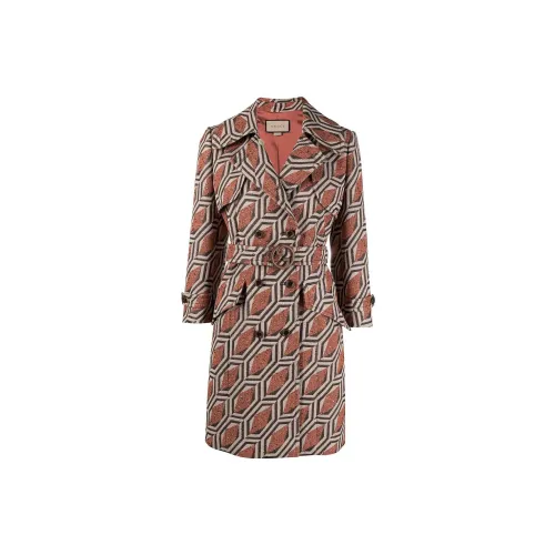 GUCCI Trench Coats Women's Orange Brown