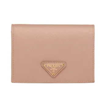 PRADA Leather Wallet Small Size Women's Light Pink