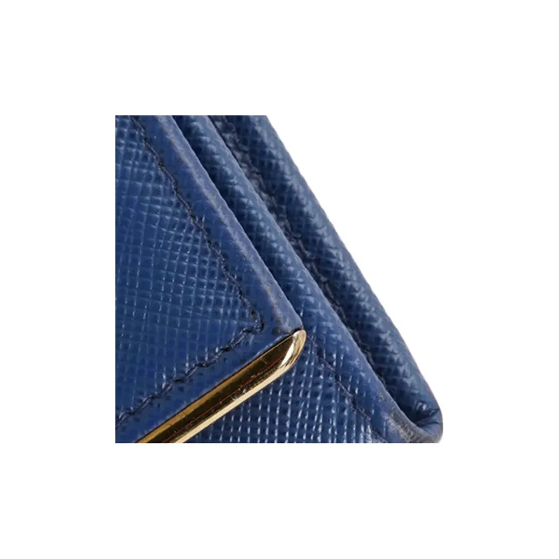 PRADA Saffiano Cross-Stitch Leather Wallet Unisex Cornflower Blue-10