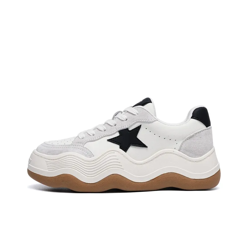 EBLAN Stylish Skateboarding Shoes Women's Beige Black-0