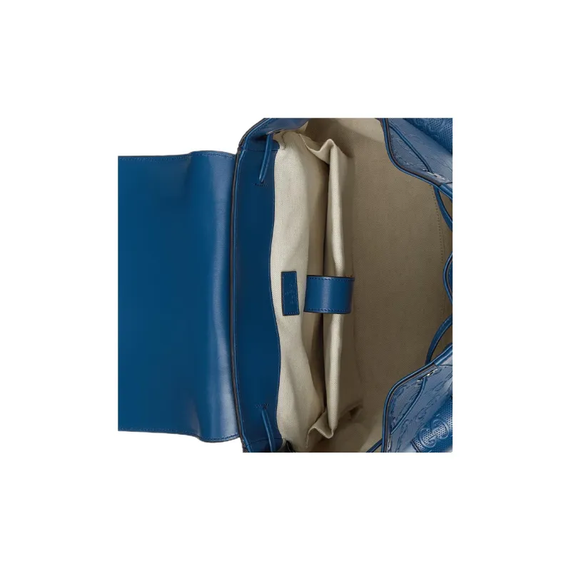 GUCCI Leather Backpack Men's Blue-7