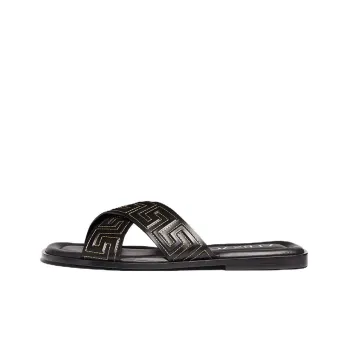 VERSACE Greca embossed Crossover strap Sandals