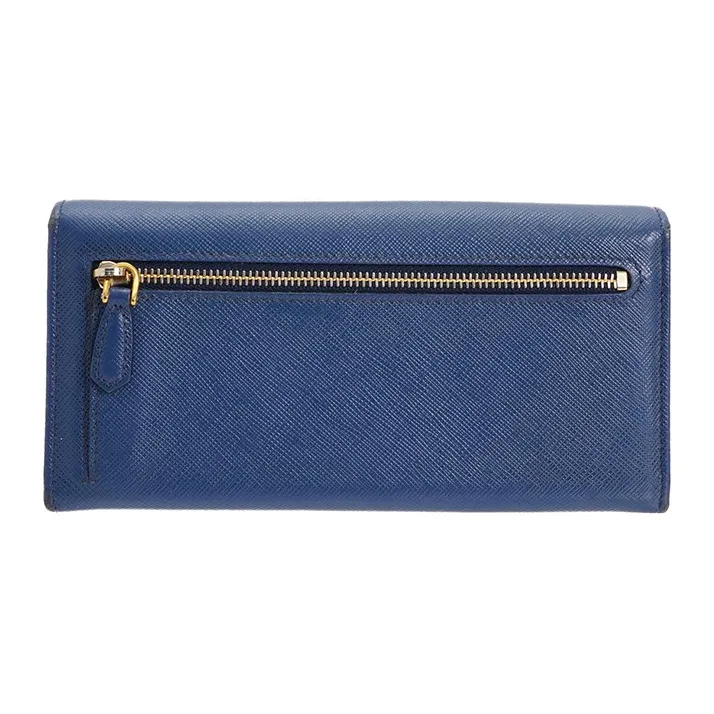 PRADA Saffiano Cross-Stitch Leather Wallet Unisex Cornflower Blue-2