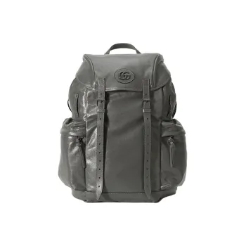GUCCI Leather Backpack Men's Gray
