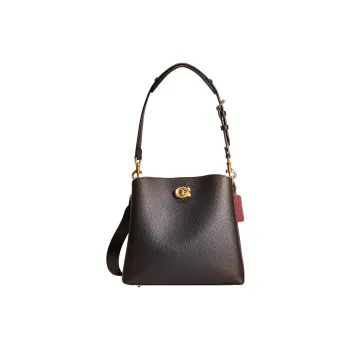 COACH Willow Polished Pebbled Leather Willow Bucket Bag Shoulder Bag Women's Black