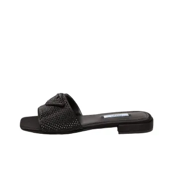 PRADA Logo plaque Crystal embellished Mules