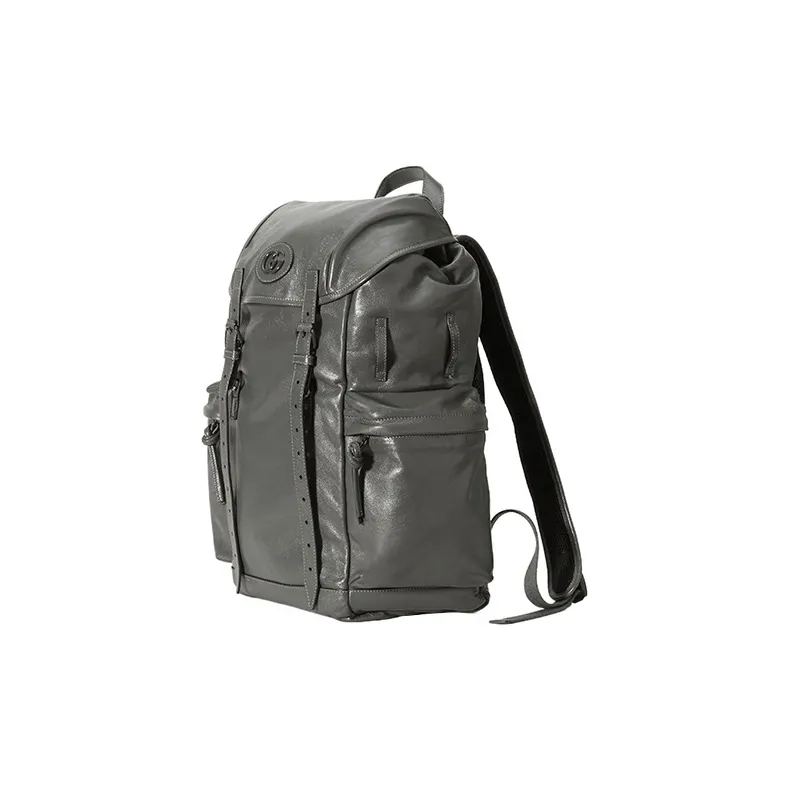 GUCCI Leather Backpack Men's Gray-1